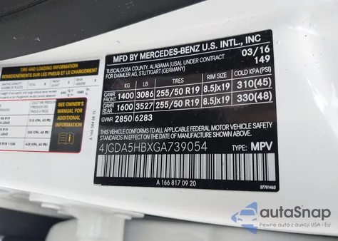 2016 Mercedes-Benz Gle 350 4Matic из США, поврежденный, VIN 4JGDA5HBXGA739054